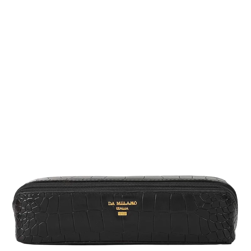 Da Milano Croco Leather Multi Pouch - Black